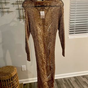 Gold see through cover up or Dress size Medium